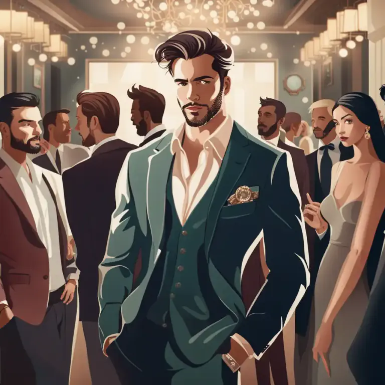Visual representation of "a/the man about town" - A man who spends a lot of time in fashionable places, doing fashionable things.