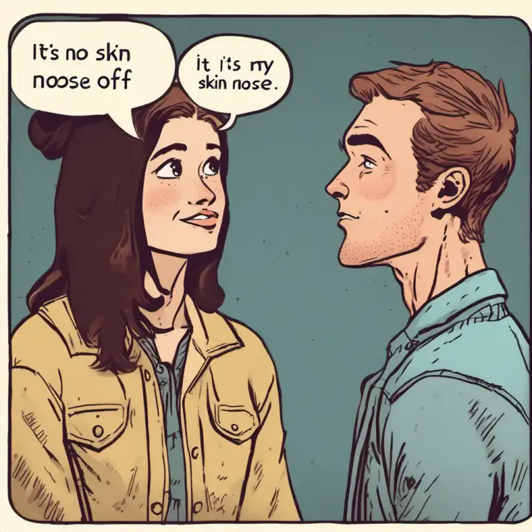 Visual representation of "it’s no skin off my, your, his, etc. nose" - To not bother or affect someone at all