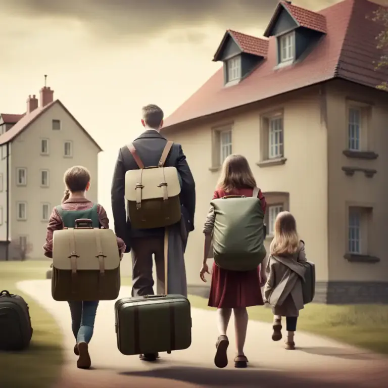Visual representation of "uproot" - To move somebody from their home or usual surroundings