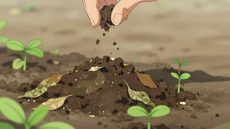 Visual representation of "compost" - Decayed organic material used as a plant fertilizer.