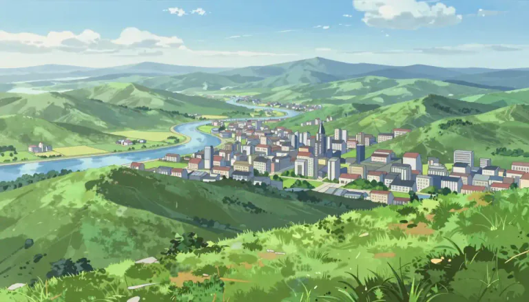 Visual representation of "panorama" - A wide view of a physical space, especially a landscape