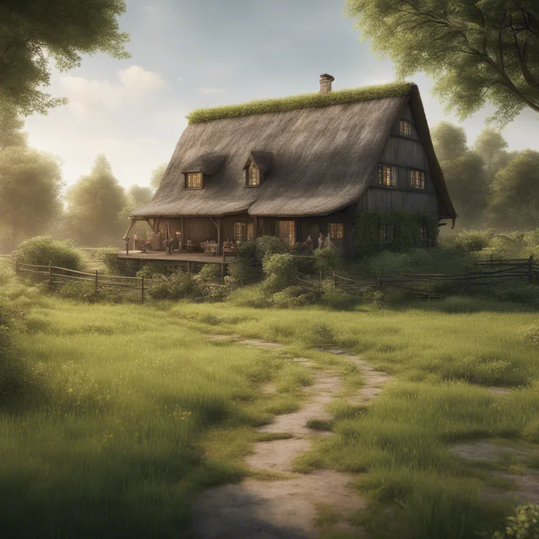 Visual representation of "rusticity" - The quality or state of being simple, natural, and unsophisticated, typically in a way that is associated with rural areas