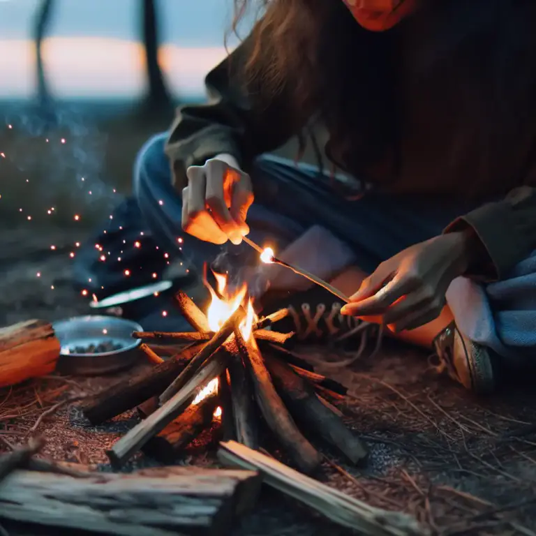 Visual representation of "light" - To start to burn or to cause to start burning