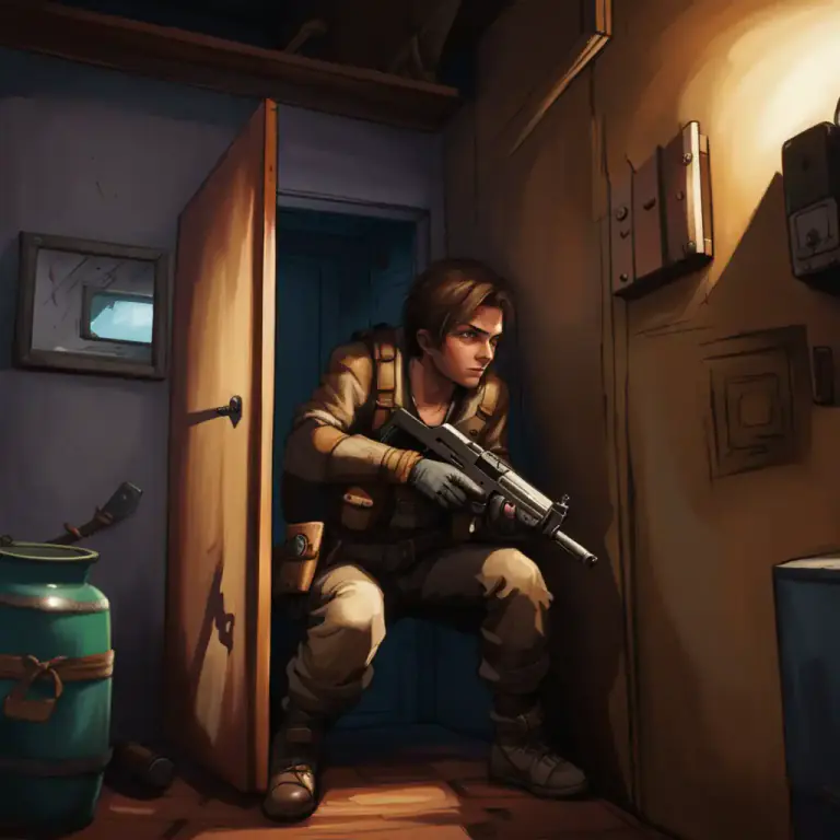 Visual representation of "camper" - Someone who stays in one spot in a video game, waiting for other players to come near to attack them.
