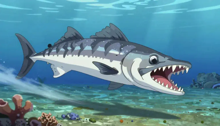 Visual representation of "barracuda" - A large, aggressive fish that lives in warm seas, known for its sharp teeth and fast speed