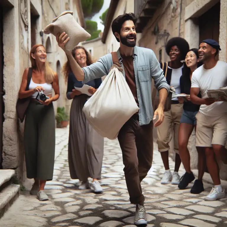 Visual representation of "hawker" - A person who travels around selling goods, typically advertising them by shouting