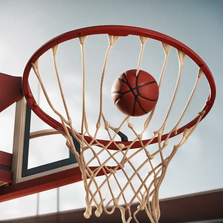Visual representation of "rim" - The hoop from which a basketball net is suspended.
