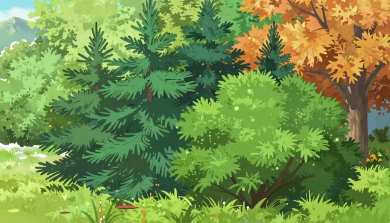 Visual representation of "evergreen" - A plant that remains green throughout the year