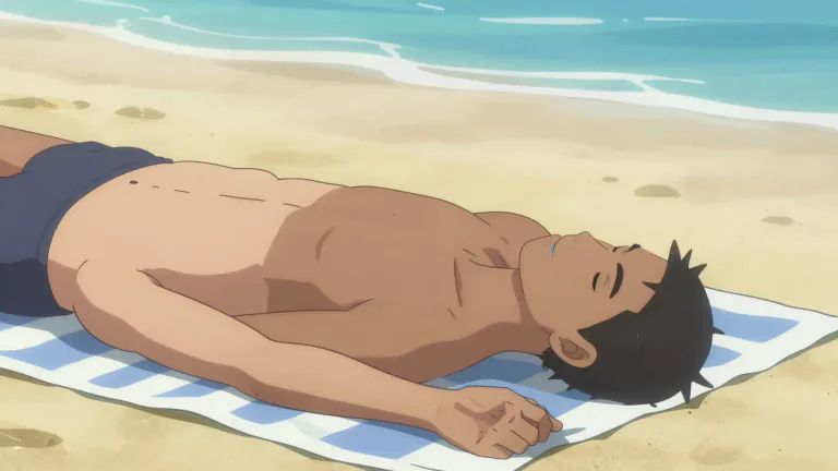 Visual representation of "suntan" - A change in skin color, usually to a darker shade, caused by exposure to the sun
