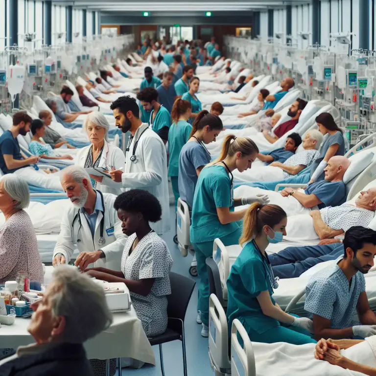 Visual representation of "overcrowding" - In a medical context, when there are too many patients in a healthcare facility than it can comfortably and safely accommodate.