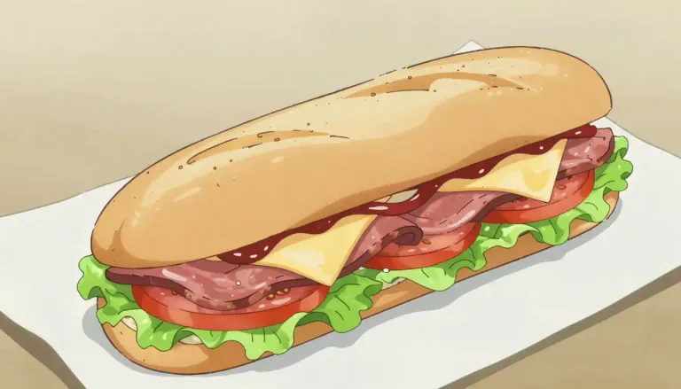 Visual representation of "footlong" - A sandwich that is one foot in length, often associated with specific types of fast food.