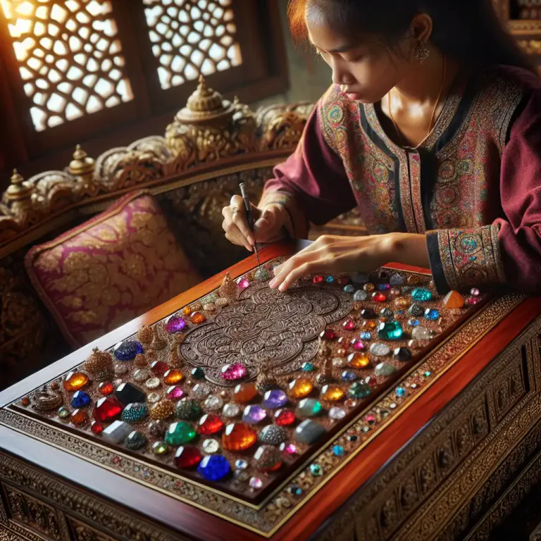 Visual representation of "inlay" - To insert something into a surface for decoration or strength.
