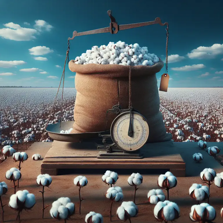 Visual representation of "boll" - The measurement for the weight of raw cotton in the United States