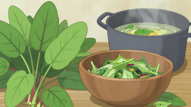 Visual representation of "sorrel" - a plant with green or reddish leaves often used to flavor salads or soups
