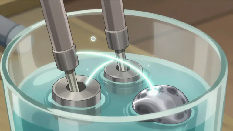 Visual representation of "electrolytic" - Related to or involving an electrolyte, a substance that enables electricity to pass through a solution or melt.
