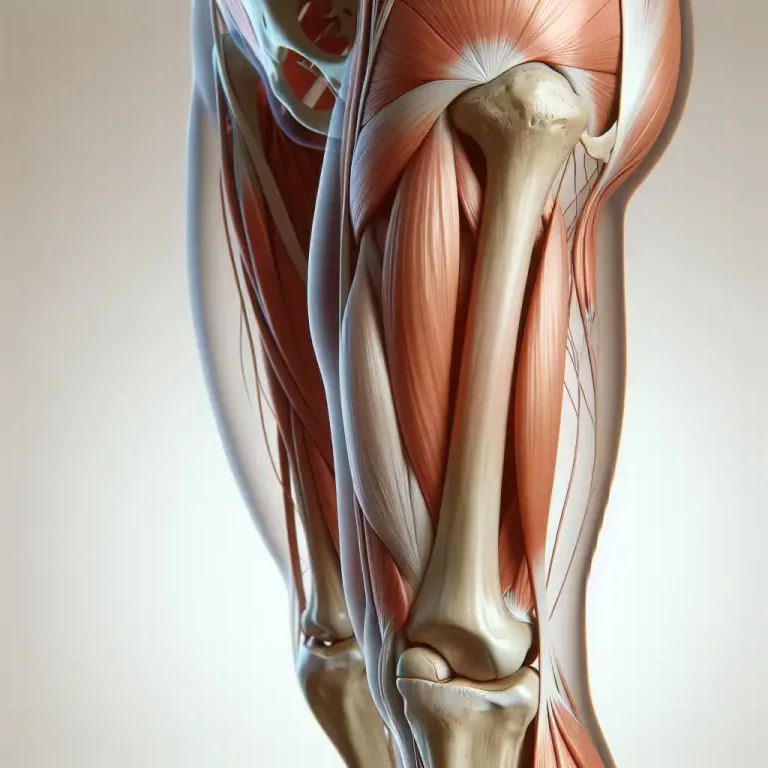 Visual representation of "femoral" - Situated in the region of the thigh or the femur.