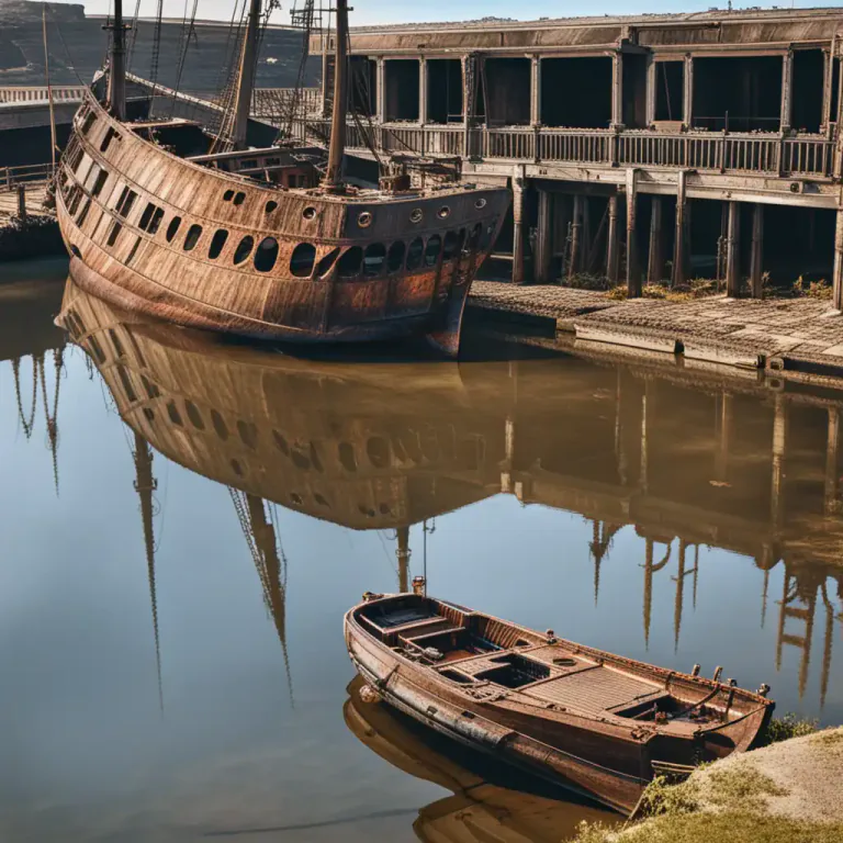 Visual representation of "hulk" - An old ship that is no longer used or wanted.