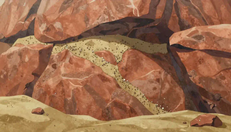 Visual representation of "sandstone" - A type of rock made from sand-like particles and materials that have hardened over time.