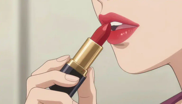 Visual representation of "lipstick" - A cosmetic product, generally in a stick form, that is applied to lips to add color or shine.