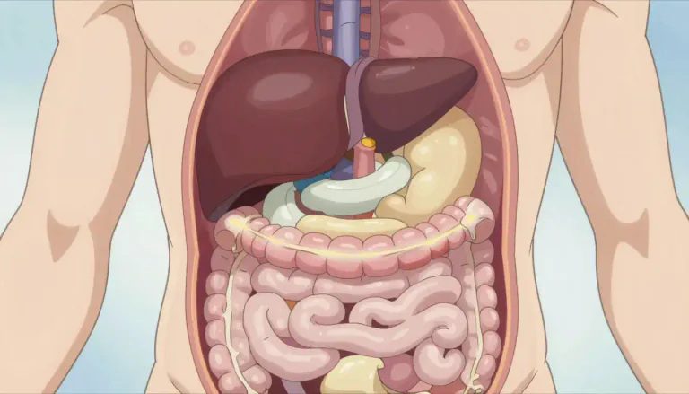 Visual representation of "intraperitoneal" - Situated within the peritoneum, the sac-like cavity containing the intestines, liver, and other organs.