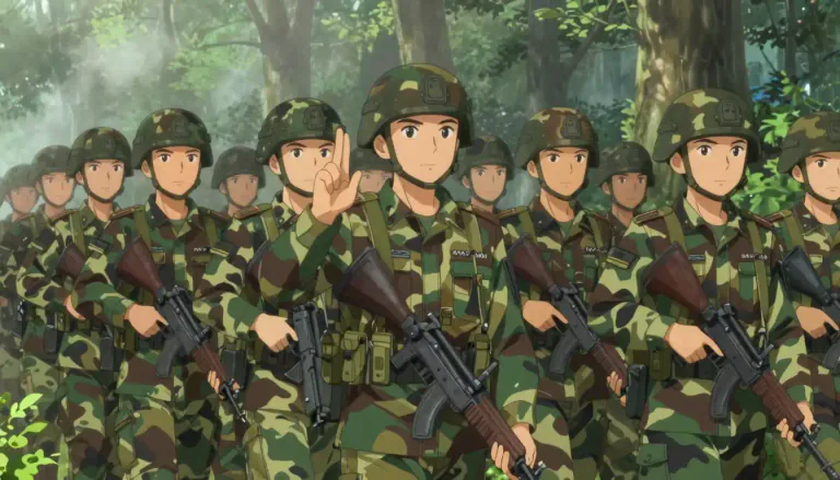 Visual representation of "paramilitary" - Relating to an organized group that functions like an army but is not part of the official armed forces.