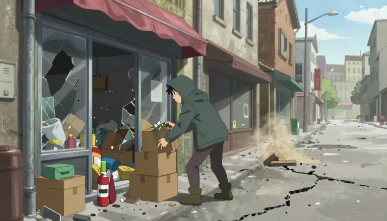 Visual representation of "looter" - A person who steals goods during a war, disaster, riot, etc.