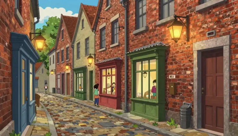 Visual representation of "backstreet" - A narrow road, often where you can find less-known stores or services
