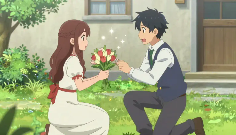 Visual representation of "suitor" - A man who is trying to persuade a woman to marry him.