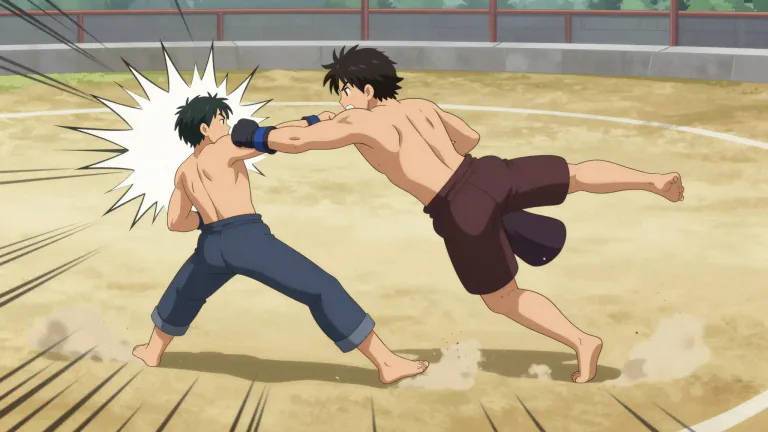 Visual representation of "knock somebody sideways" - To hit someone so hard that they move in a sideways direction