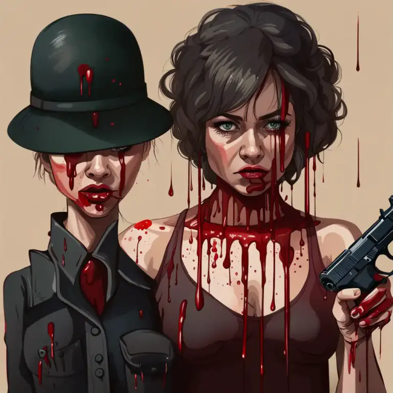 Visual representation of "have somebody’s blood on your hands" - To be indirectly involved in causing harm or death to someone.
