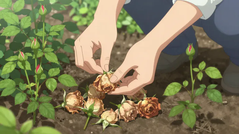 Visual representation of "deadhead" - To remove dead flowers or blooms from a plant to encourage more growth.