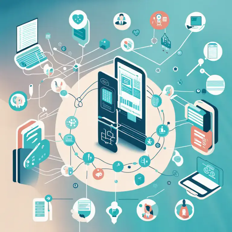 Visual representation of "interoperability" - The ability of health care systems, devices, and applications to connect and communicate effectively.
