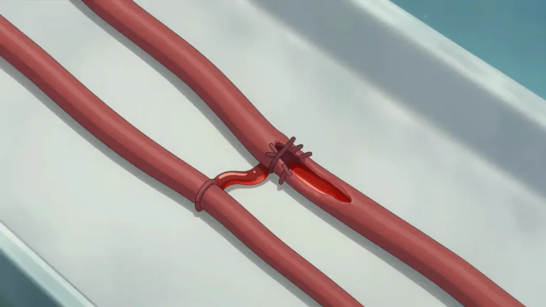 Visual representation of "anastomosis" - An anastomosis is a surgical connection made between two structures, usually blood vessels, allowing for an alternate pathway for blood flow.