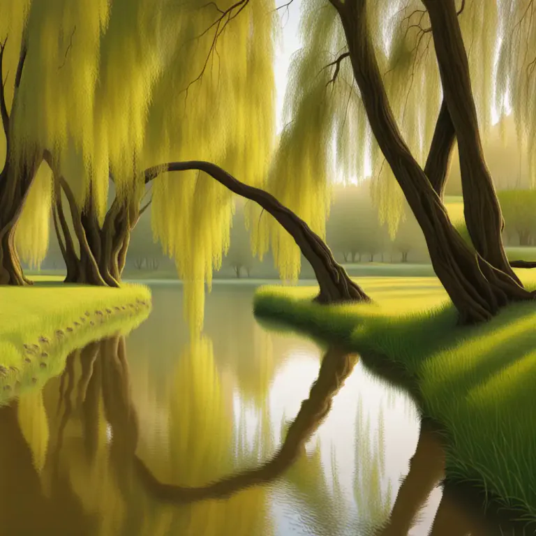 Visual representation of "willowy" - Resembling a willow tree, often in relation to its slender, drooping branches