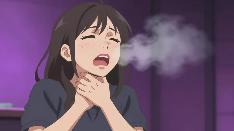 Visual representation of "hoarse" - Having a rough, scratchy voice