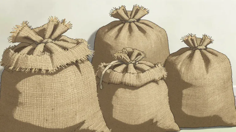 Visual representation of "gunny" - A coarse, heavy material made from jute that's used for bags and sacks