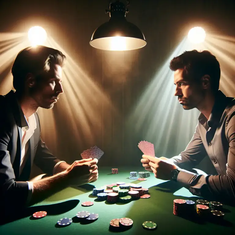 Visual representation of "showdown" - In poker, it refers to the comparison of cards to determine the winner after the last round of betting.