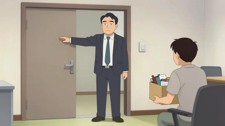 Visual representation of "dismissal" - The action of sending someone away or allowing them to leave.