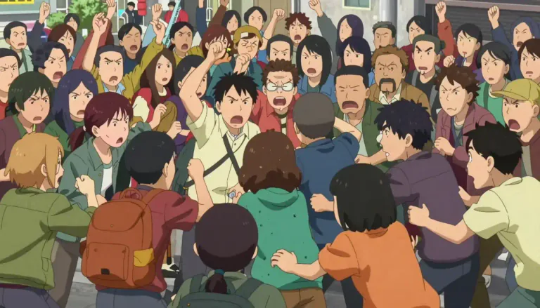 Visual representation of "mob" - A large or disorderly crowd of people, often with an intention of causing trouble.