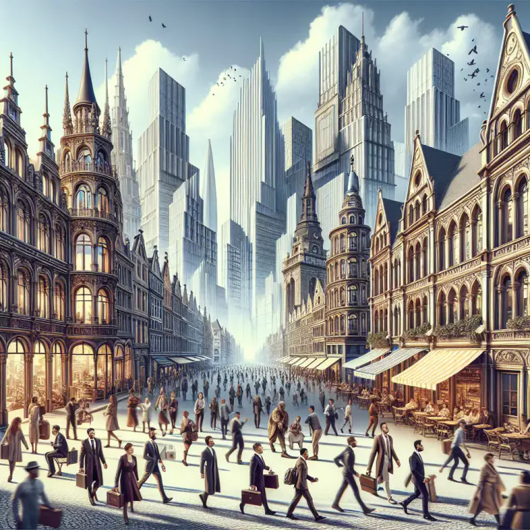 Visual representation of "urbanization" - The change in the cultural, social, political and economic aspects of a society due to transformation into a city-like environment.