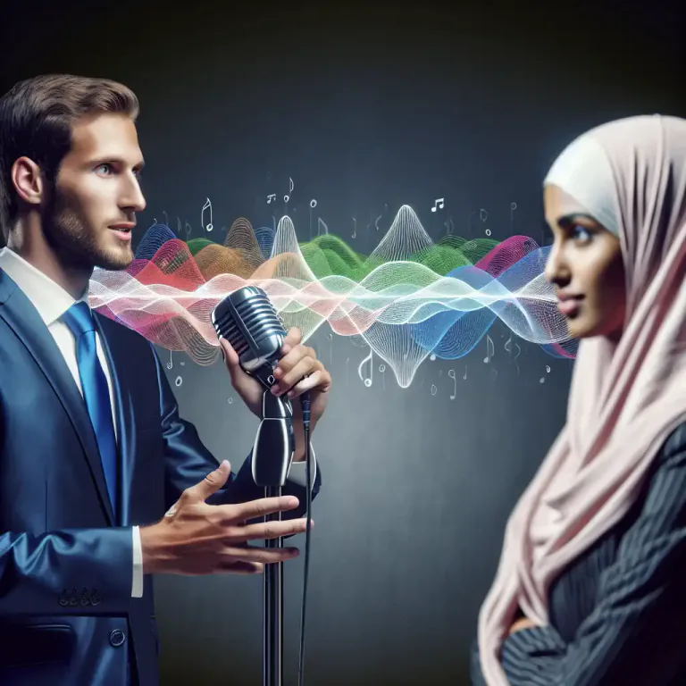 Visual representation of "pronunciation" - The act or result of producing the sounds of speech, including articulation, stress, and intonation
