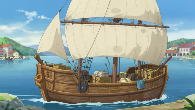 Visual representation of "merchantman" - A ship used for trades and business services.