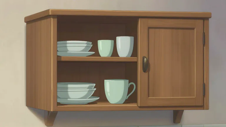 Visual representation of "cabinet" - A piece of furniture with shelves and doors, used to store or display items.