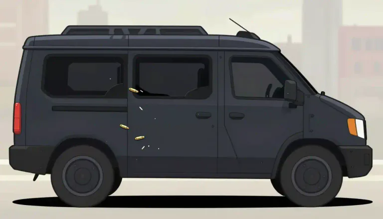 Visual representation of "bulletproof" - Something made in a way that it can't be broken or damaged by bullets.