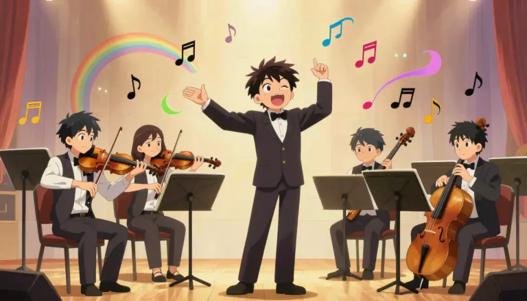 Visual representation of "scherzo" - A quick, playful, and often humorous musical piece, usually in a symphony or sonata.