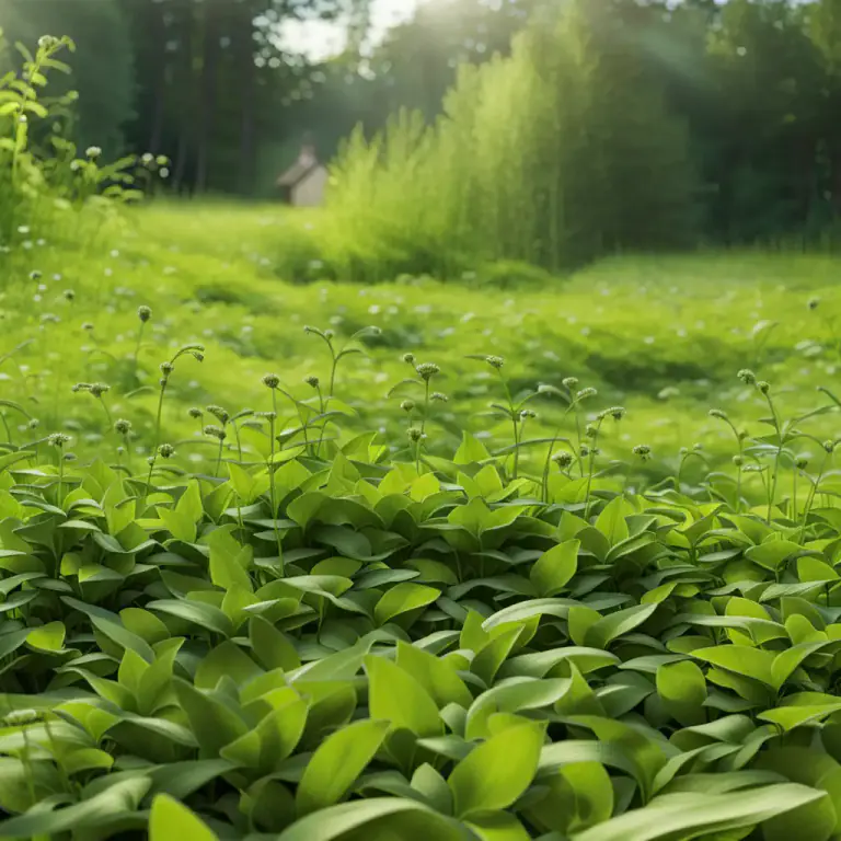 Visual representation of "plantain" - A common type of weed, often having flat leaves and small green flowers.