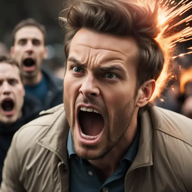 Visual representation of "explosive" - Behaving in a violent or uncontrolled way.