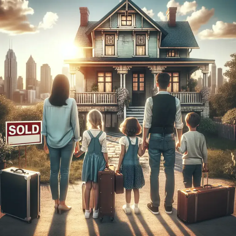 Visual representation of "resettle" - To go and live in a new place after leaving your old one.