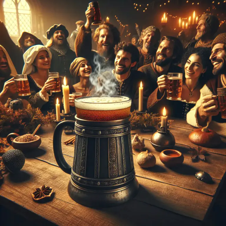 Visual representation of "wassail" - A type of hot mulled cider consumed as part of wassailing, a medieval English celebration