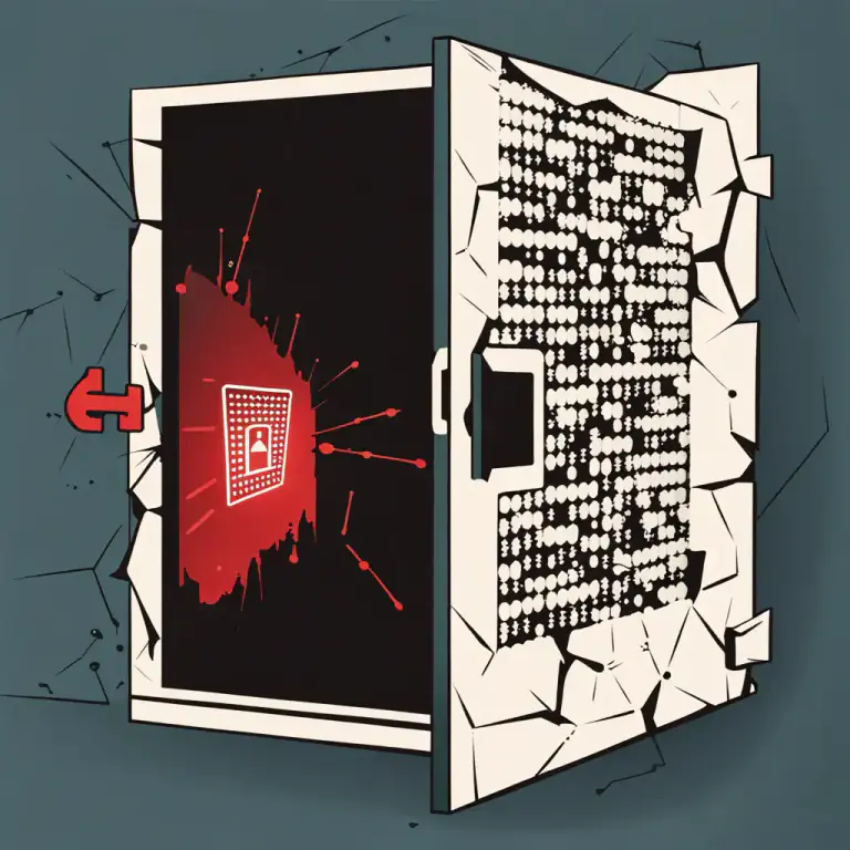 Visual representation of "by/through the back door" - A software or system security vulnerability that allows unauthorized access.
